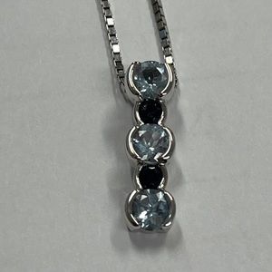 Aquamarine and Sapphire 14kt Necklace